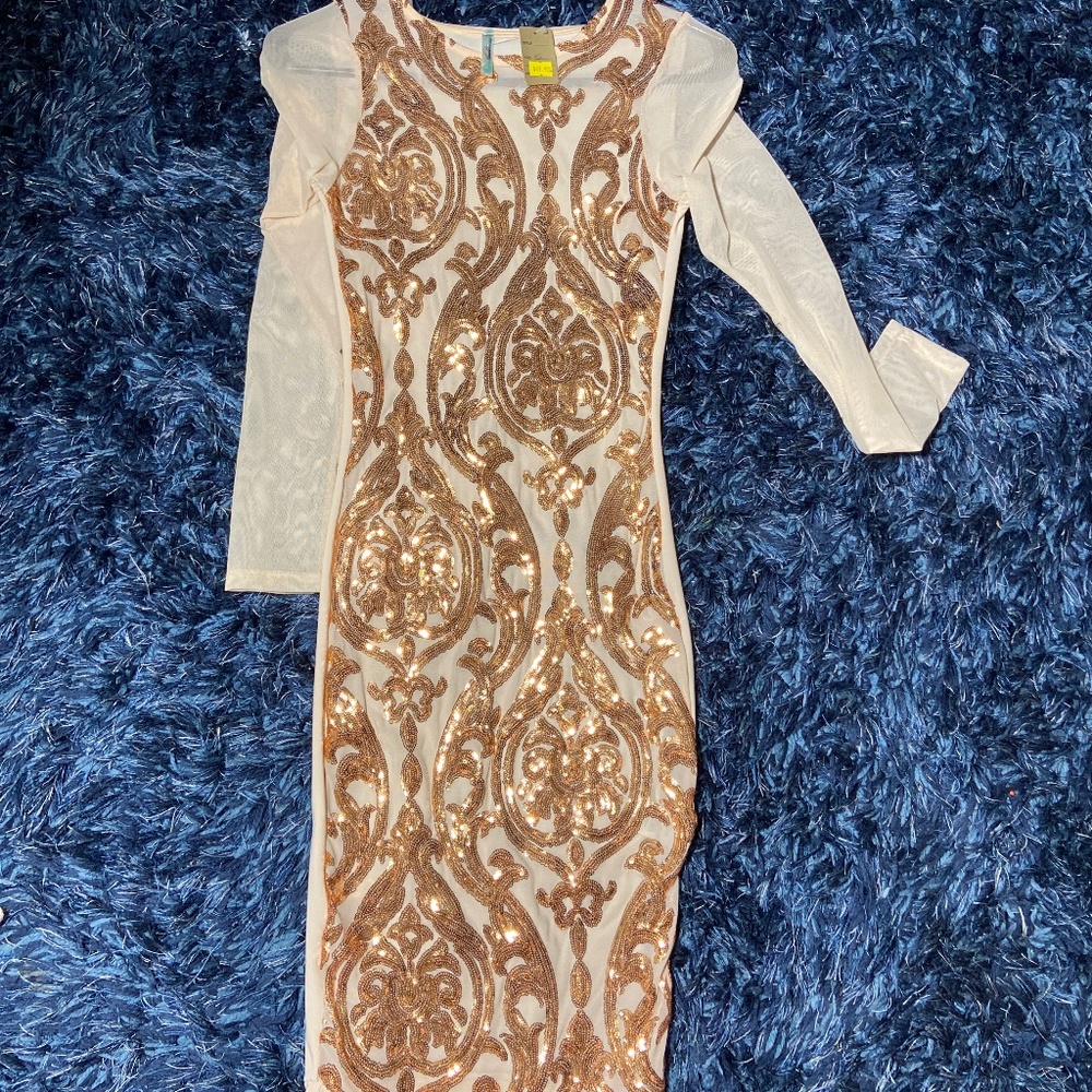 Sheer gold sequin dress